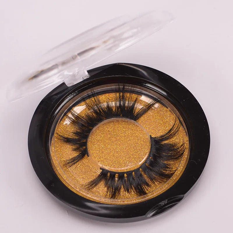 Handcrafted 5D mink false eyelashes set with double-headed brush and hair cap