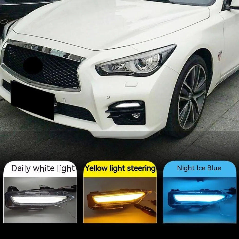 Infiniti Q50 Q70 front bumper LED turn signal and daytime running light module in ABS housing