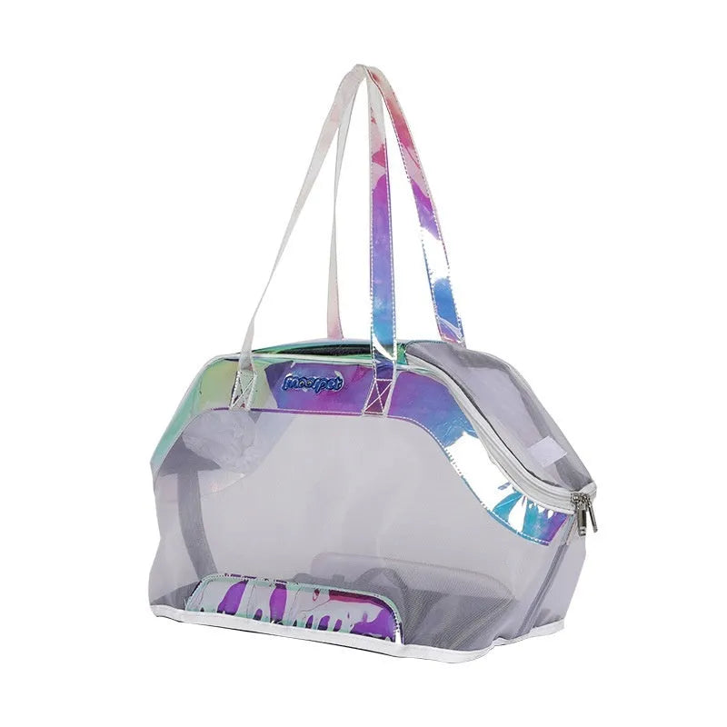 MOORPET leather cat carry bag in Milan White colour showing 25 litre capacity.