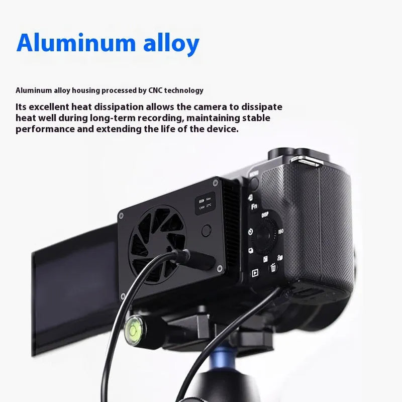 Black aluminium alloy PC heatsink radiator measuring 89x52x25.95mm with power cord