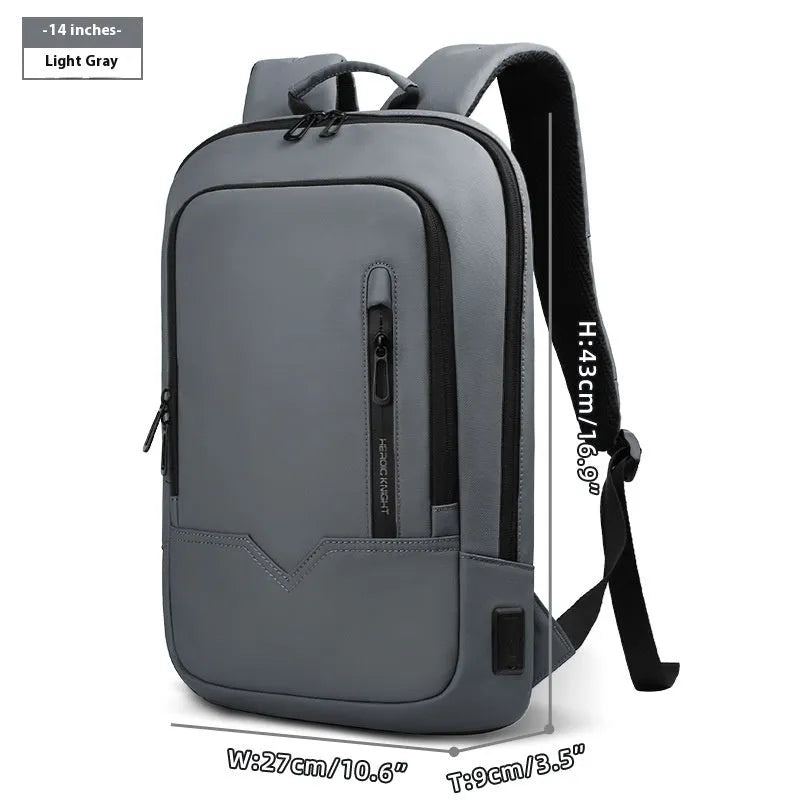 Solid colour lightweight polyester backpack with USB charging port on side, shown in multiple colour options.
