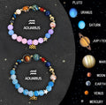 Set of two natural stone beaded bracelets for zodiac signs on adjustable elastic strings.