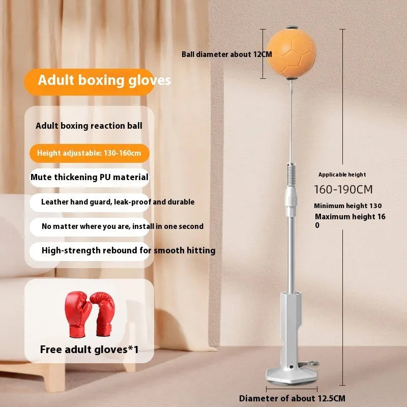 Vertical boxing reaction speed ball with focus mitts in grey and orange colour options