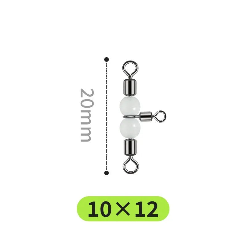 Copper luminous three-fork fishing swivel accessories in bulk pack of 10 for T-type balance fork systems