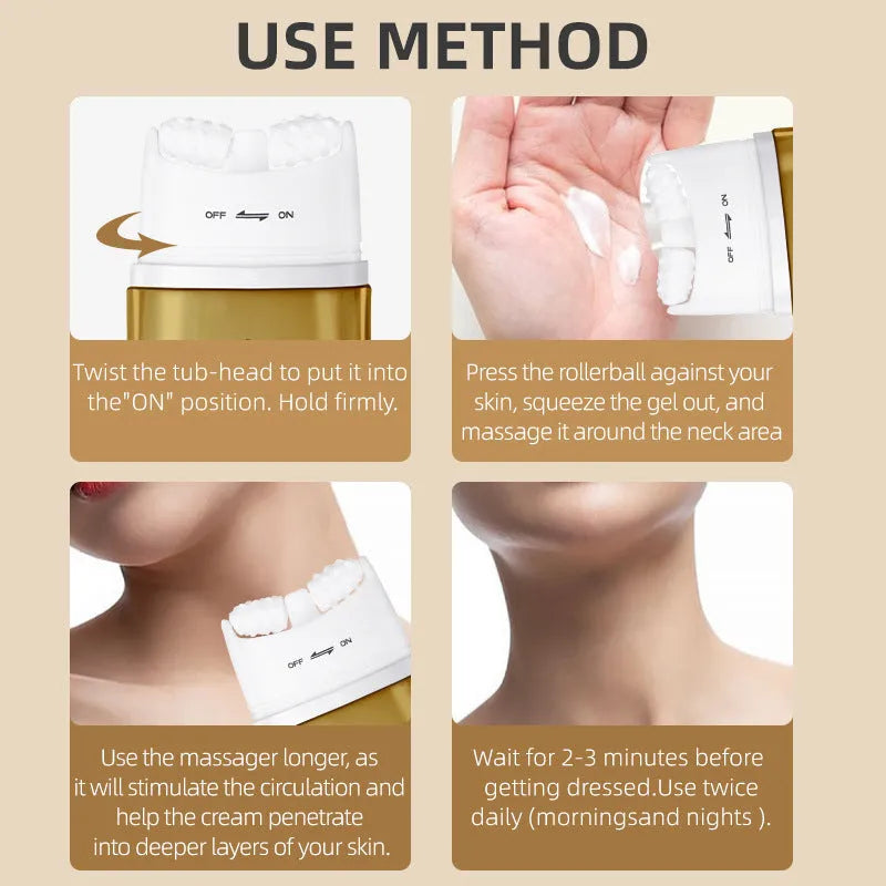 Neck moisturising cream jar with massage applicator for dry skin