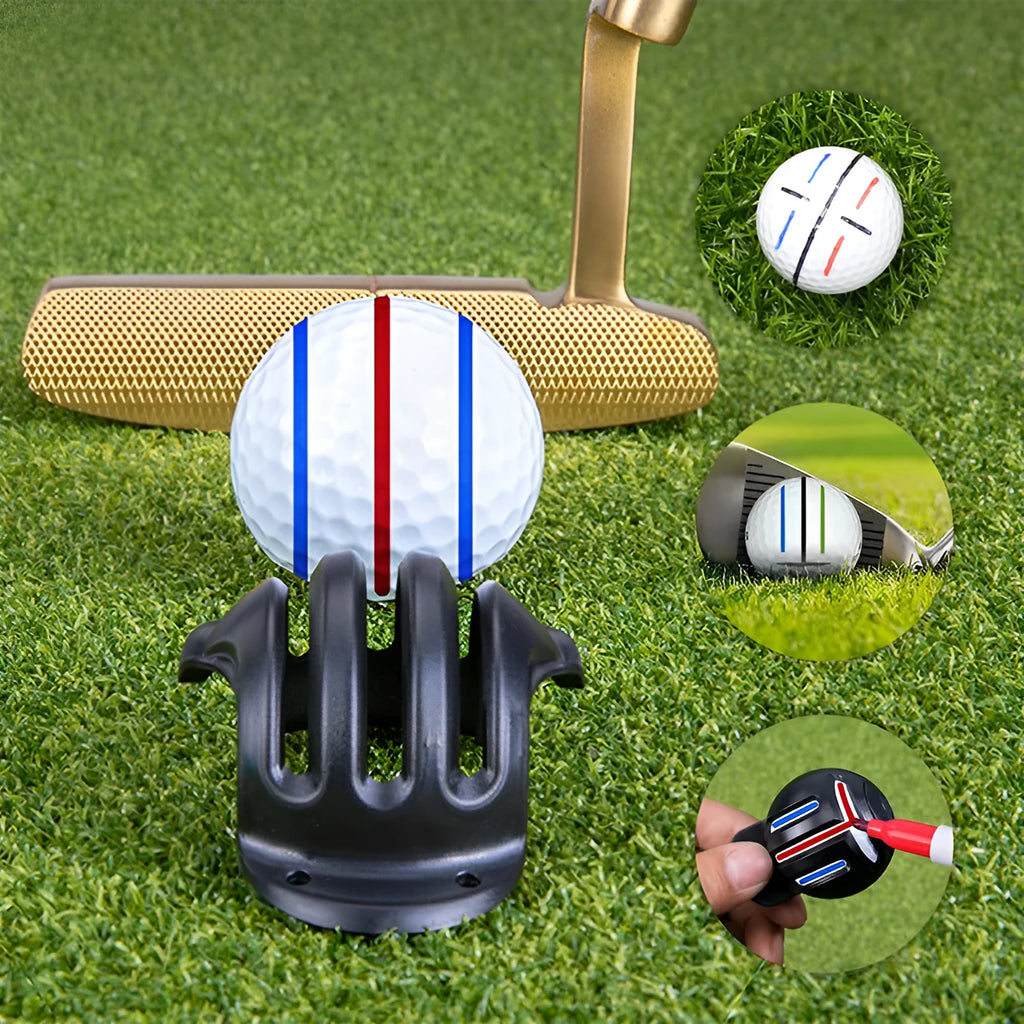 Plastic golf scriber alignment tool set with multiple tips and drawing pens for putting practice