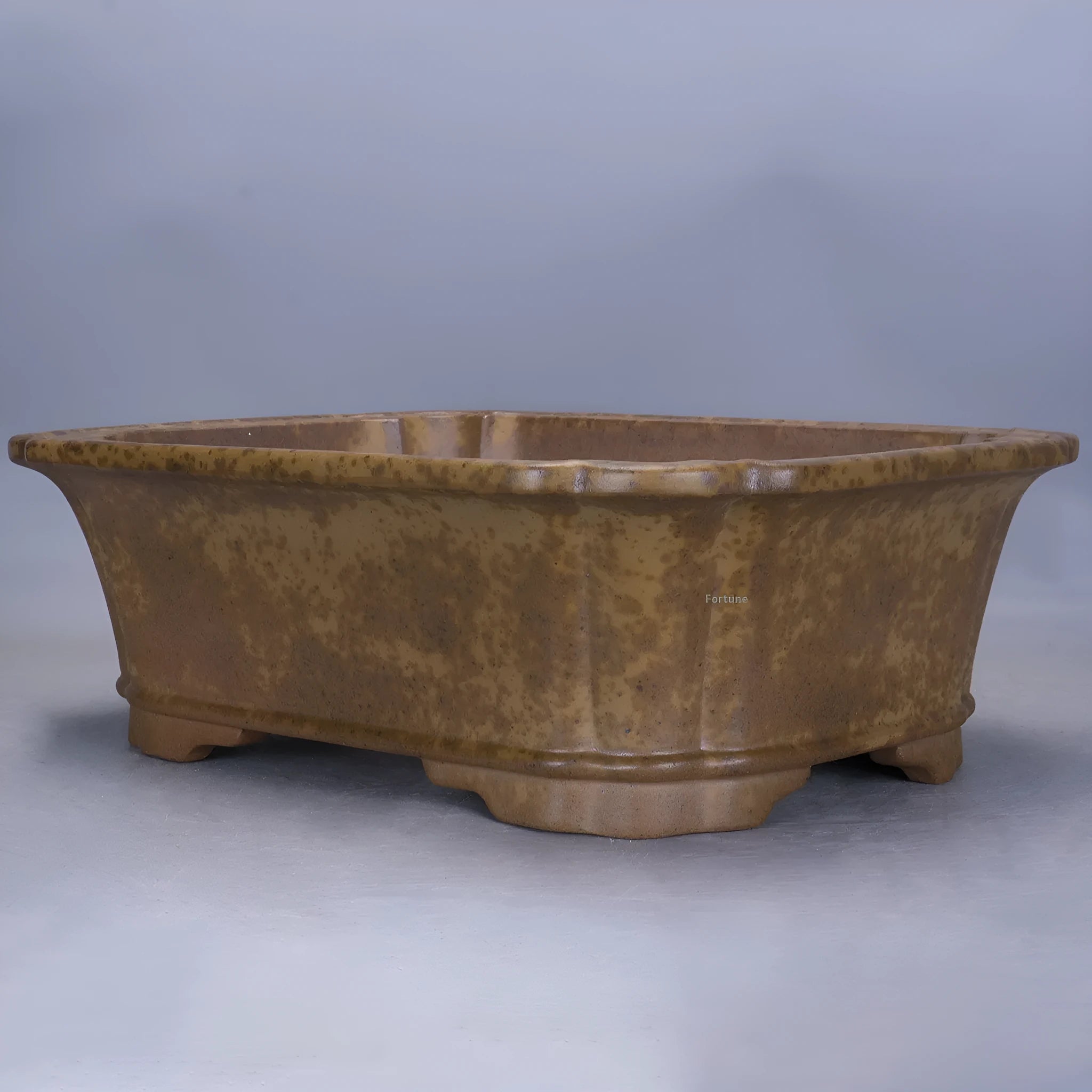 Rectangular purple sand flowerpot with double pumping angle design on floor