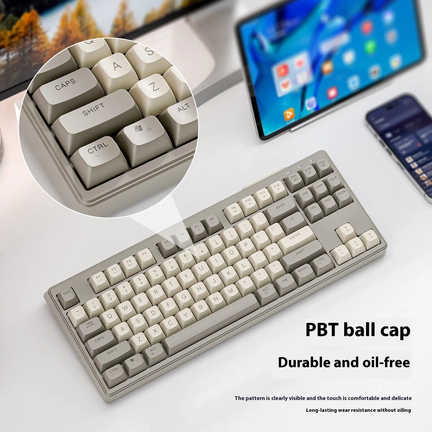Wireless Bluetooth dual mode mechanical feeling keyboard in choice of four colours with USB receiver
