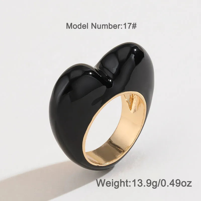 Original design heart-shaped ring with raised 3D enamel colour on a zinc alloy band.