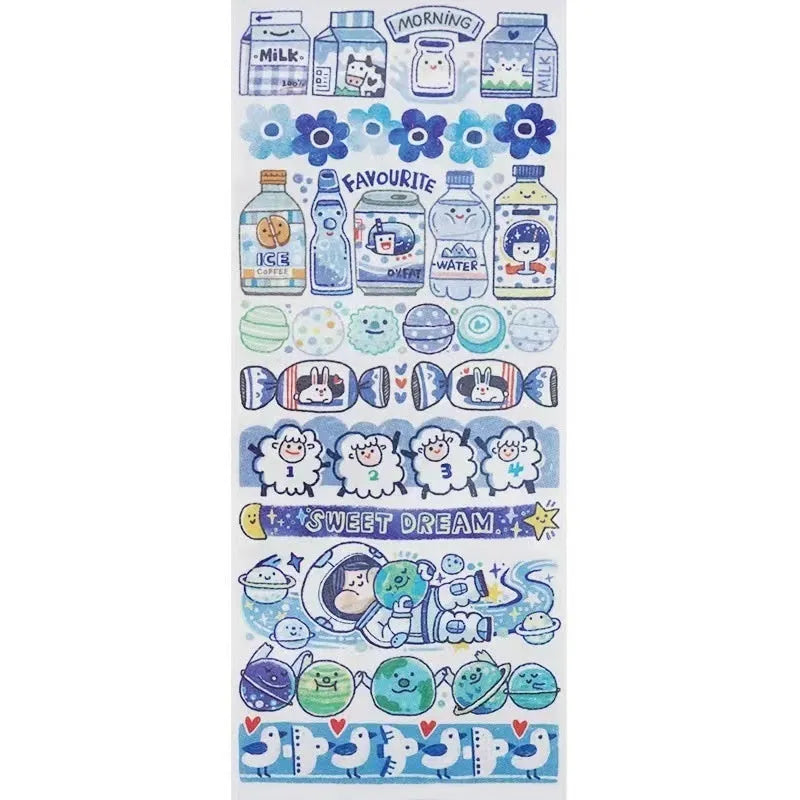 Cute cartoon character decorative sticker printed on Japanese paper for medical packaging.