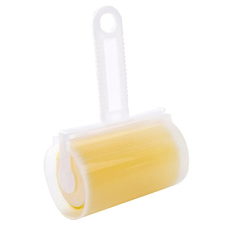 Blue washable reusable lint roller with cover for removing pet hair from clothes and furniture.