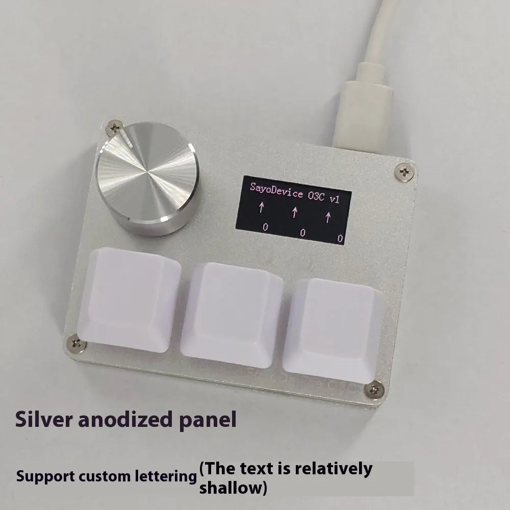 Customisable magnetic axis gaming numeric keypad with colour screen and control knob on desk