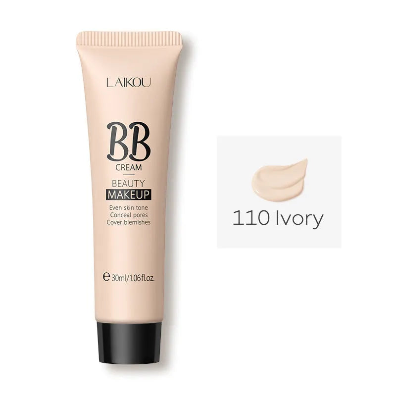 30ml tube of Natural Makeup BB cream in nine shades from Ivory White to Brown.