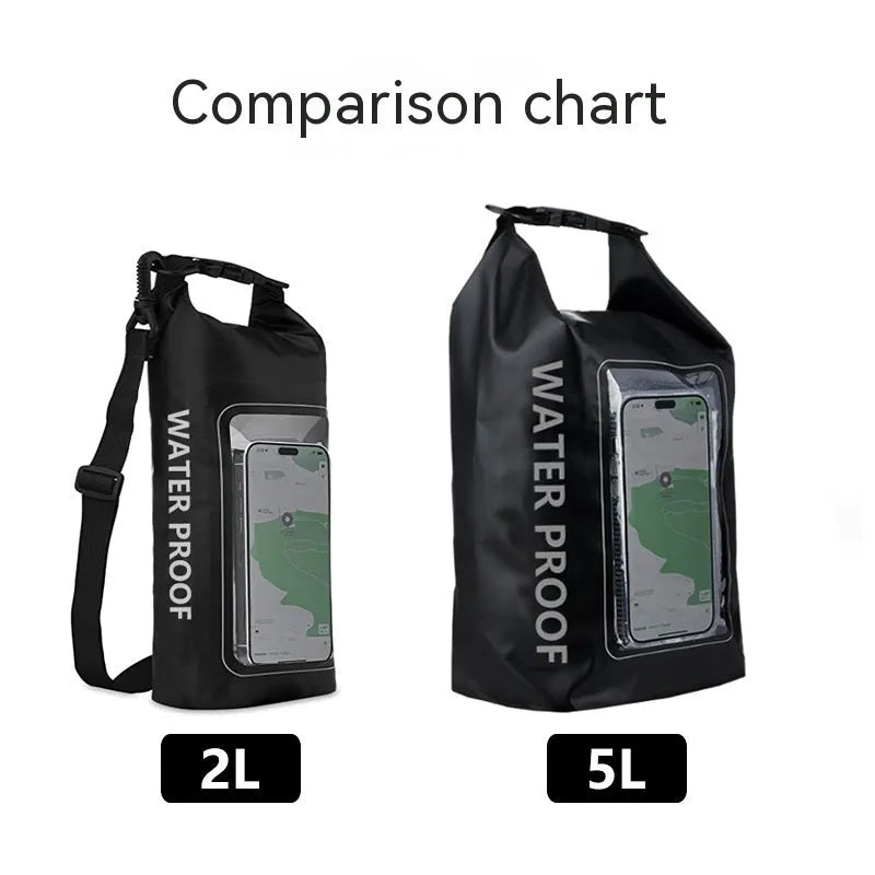 PVC waterproof dry bag in Army Green colour with crossbody strap for swimming and outdoor use