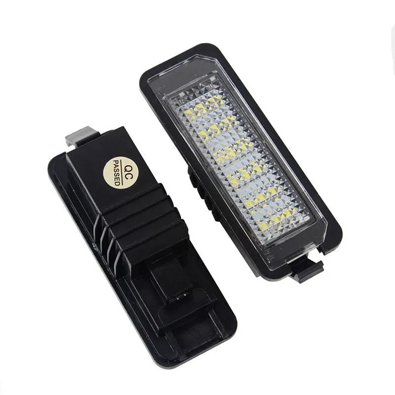 Pair of Volkswagen LED license plate light bulbs with SMD chips and connector for Golf, Polo, Phaeton.