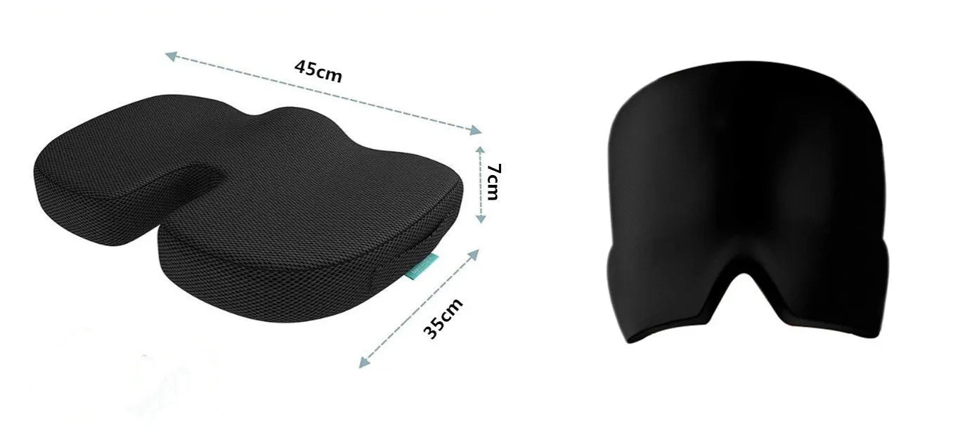 Cold therapy gel eye mask for headache relief in black colour on forehead