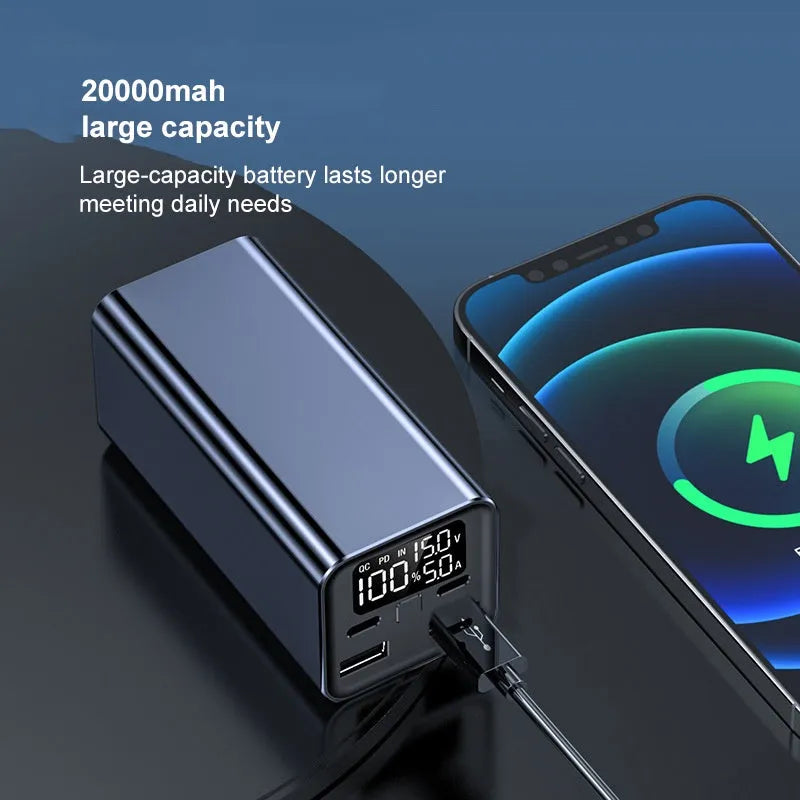 65W metal power bank with 20000mAh capacity for laptop charging