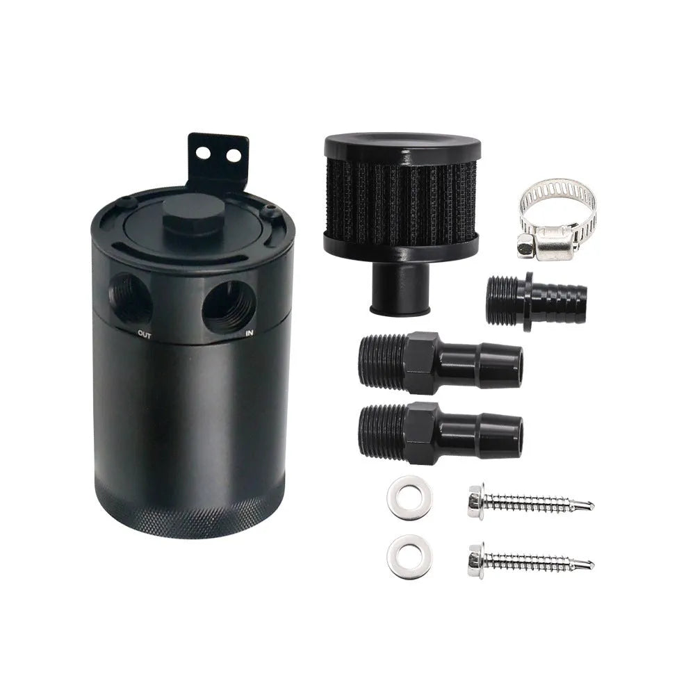 Black aluminium automotive oil can with two-hole breathable design and oil-free valve