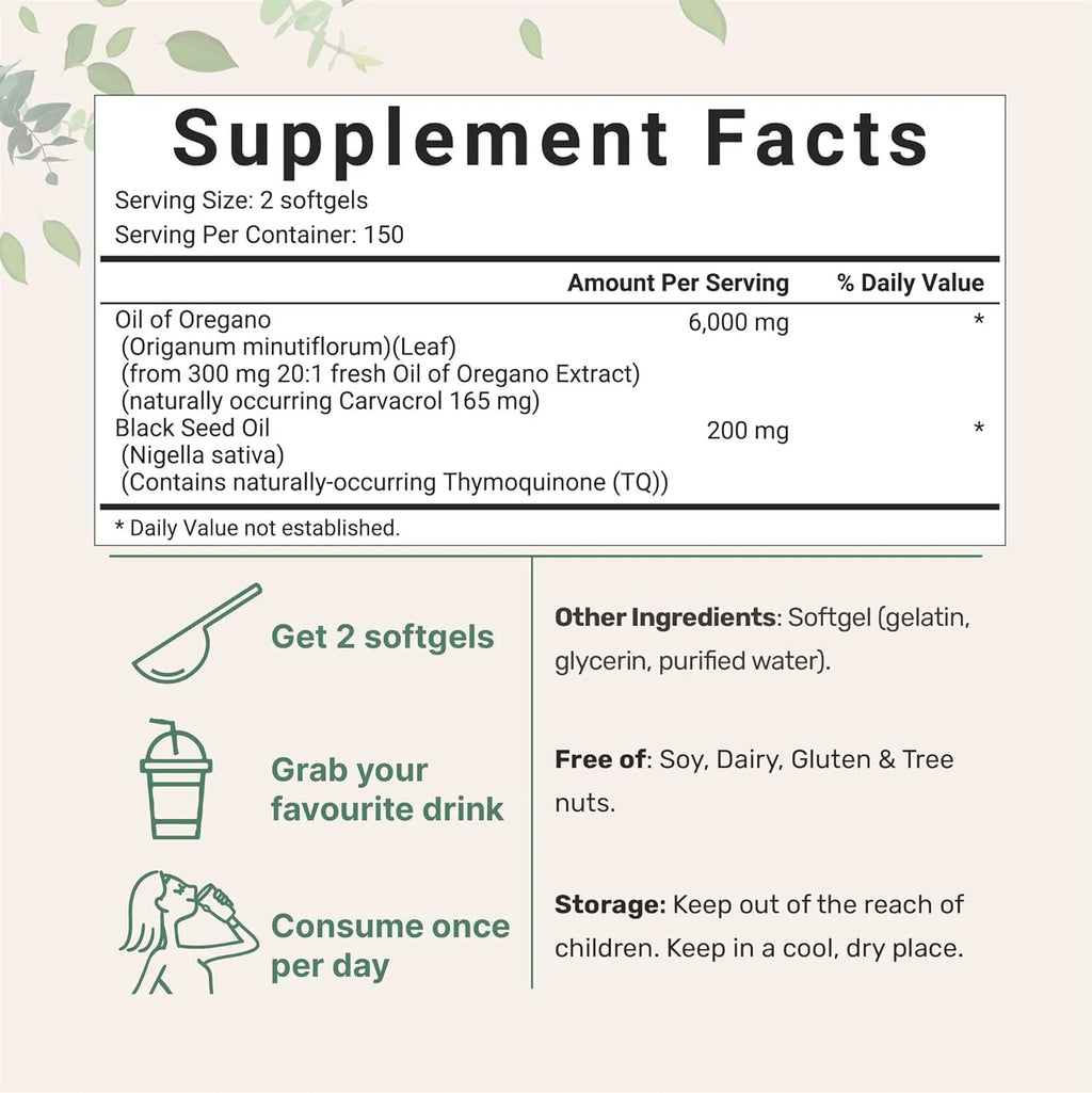 Butter Black Seed Oil softgel capsules supplement bottle showing 180 or 300 tablet pack options.