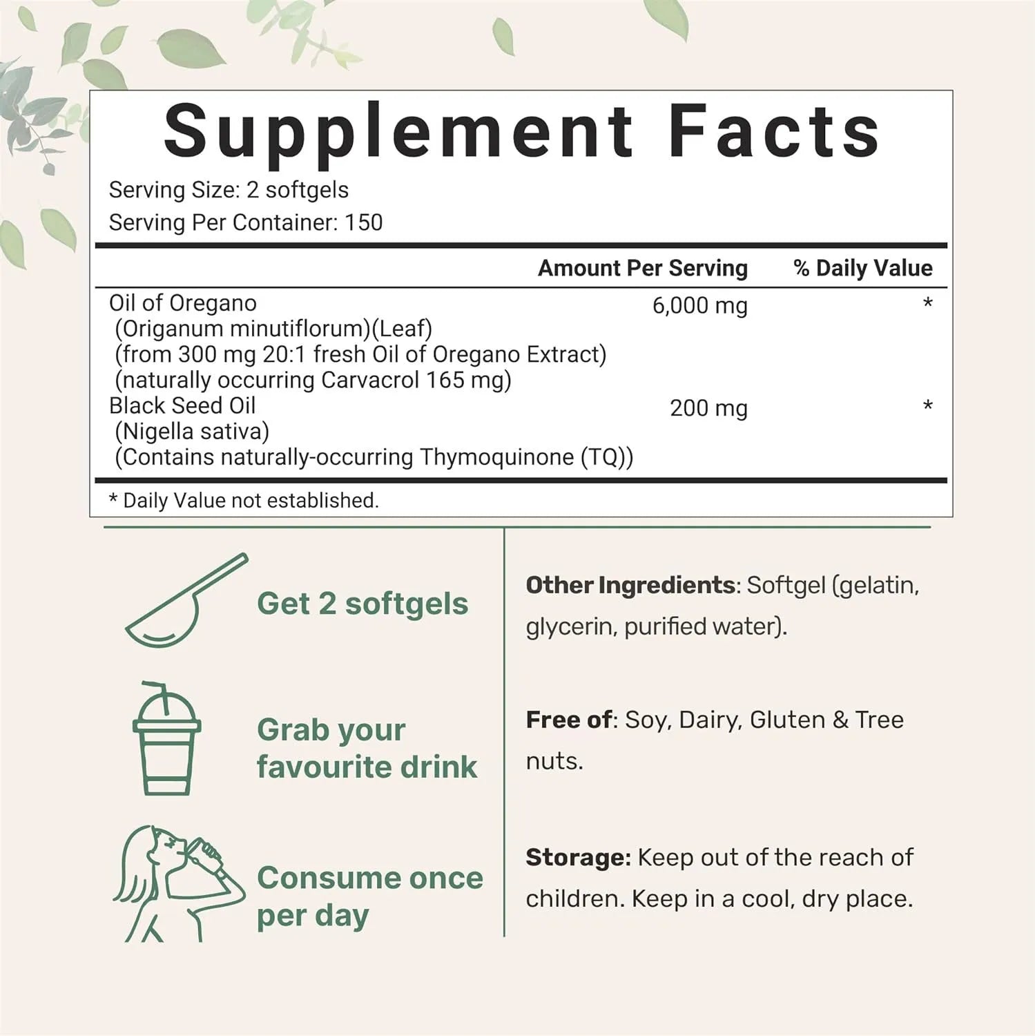 Butter Black Seed Oil softgel capsules supplement bottle showing 180 or 300 tablet pack options.