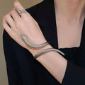 Gold electroplated exaggerated twisted snake design ring and bracelet jewellery set