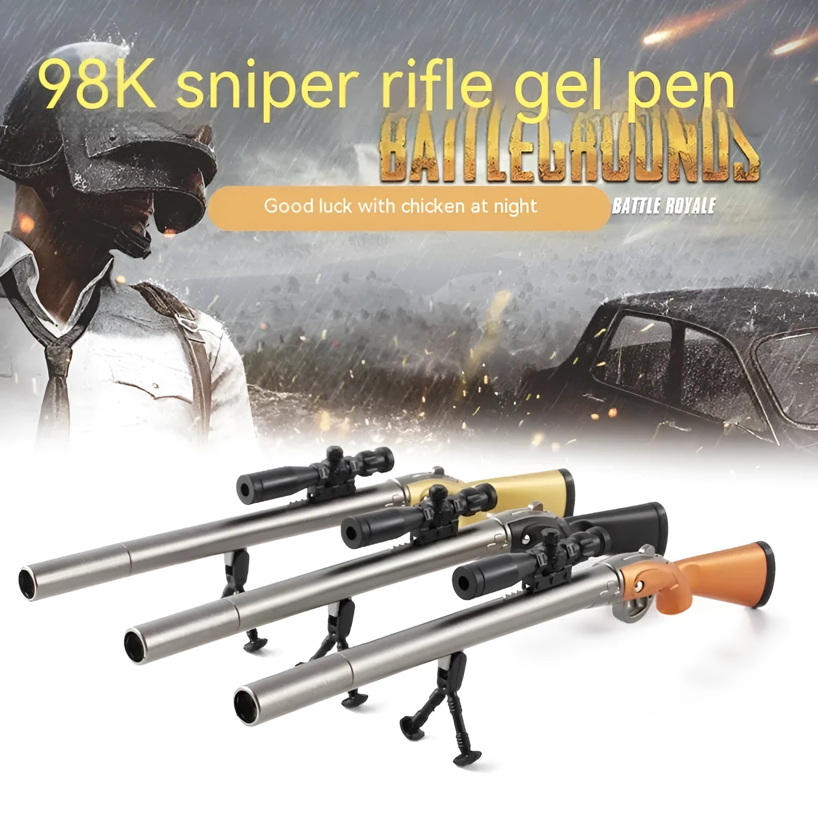98K sniper rifle eating chicken themed gel pen with 0.5mm point and plastic modelling