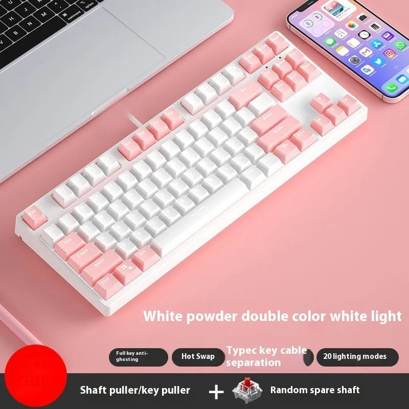 87-key mechanical gaming keyboard with dual-colour keycaps and hot-swappable switches