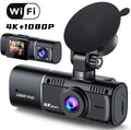 Black dual-channel dashcam car camera with front and rear recording for vehicle security