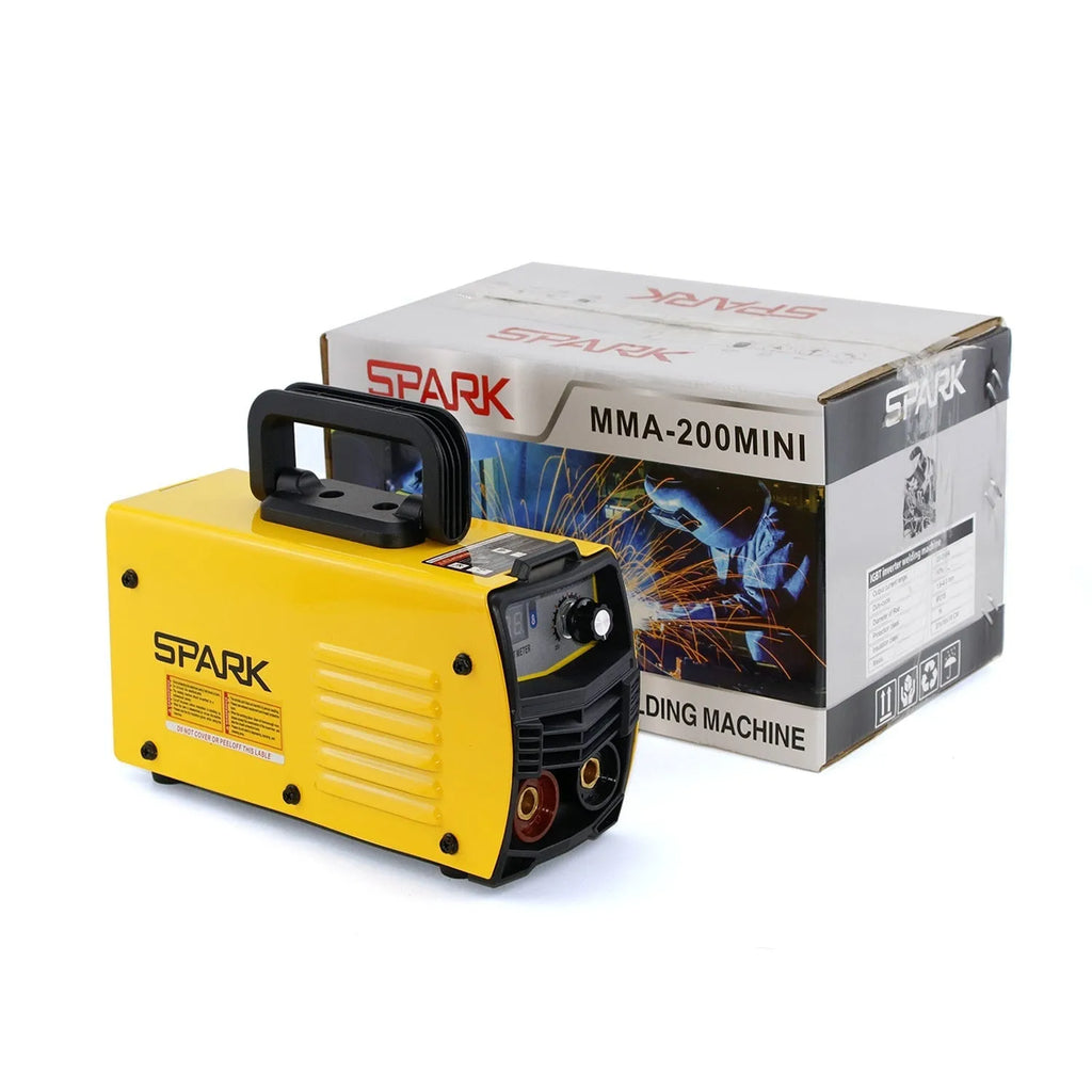 MMA-200MIN 220V DC inverter welding machine with welding tongs, grounding clamps, face shield and brush hanger accessories