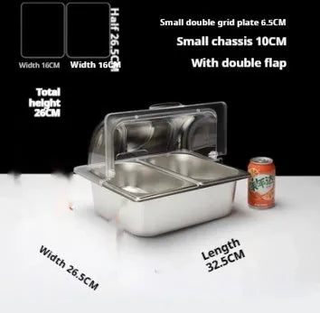 Stainless steel commercial dining plate display box with lid in multiple grid configurations
