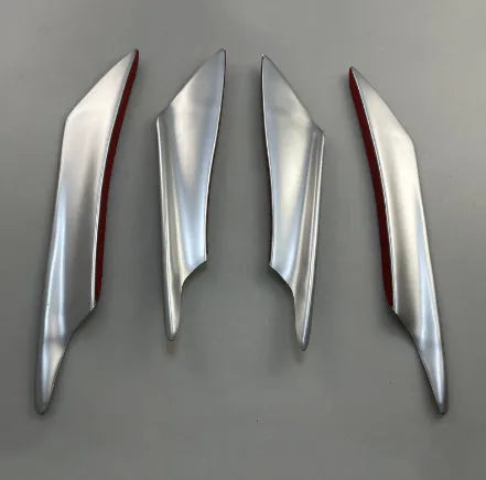 Four-piece carbon fibre pattern bumper blade kit for automotive bumper installation