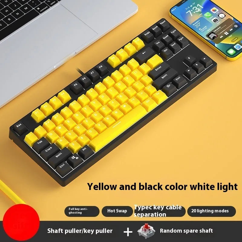87-key mechanical gaming keyboard with dual-colour keycaps and hot-swappable switches