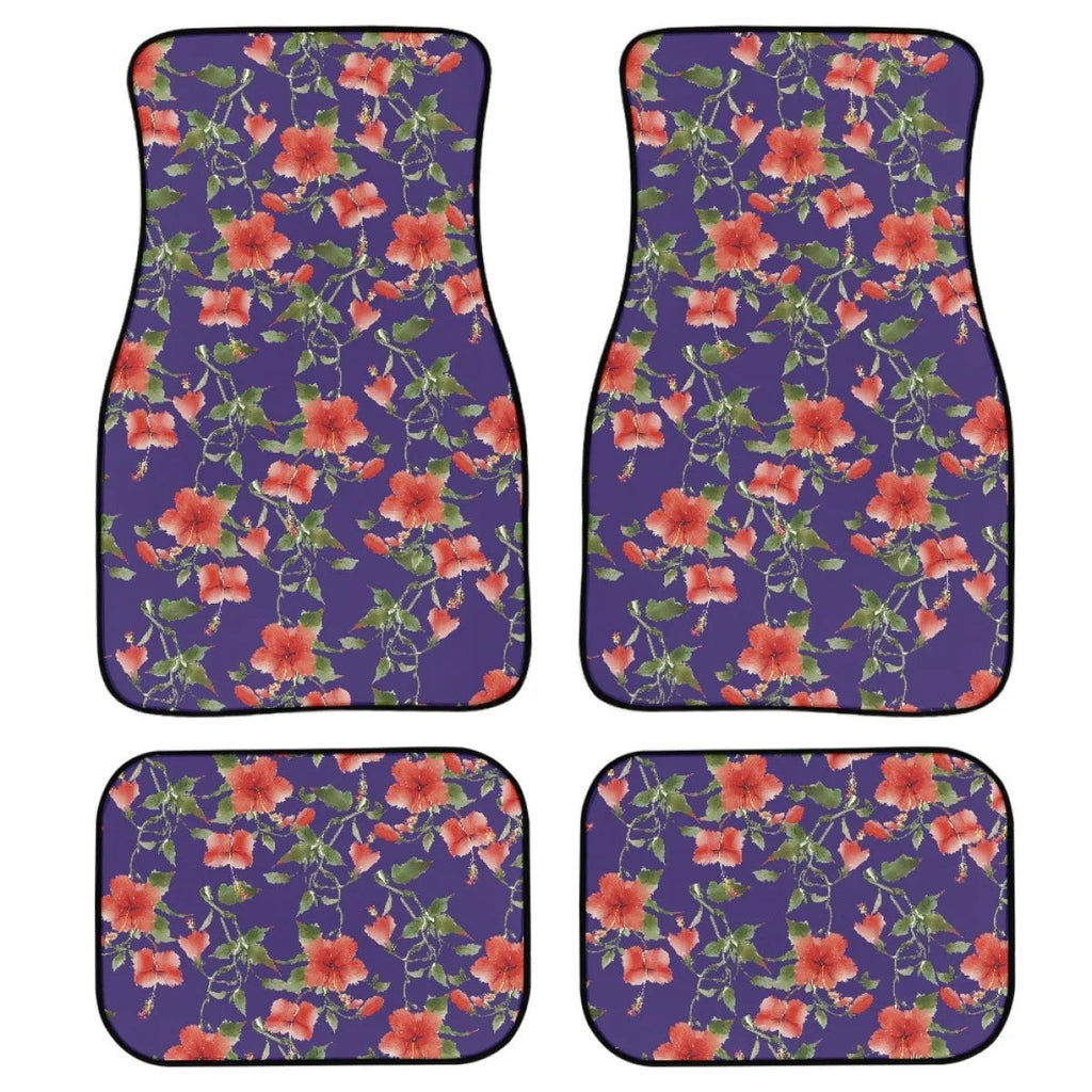 Black rubber car floor mats with 20mm thickness and waterproof backing in four-piece set