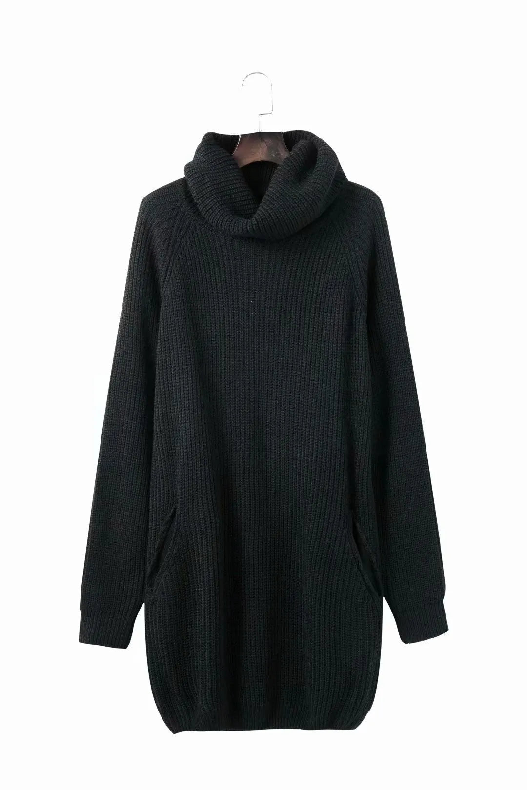 Women's apricot lapel collar sweater with side pockets, loose slim fit on mannequin