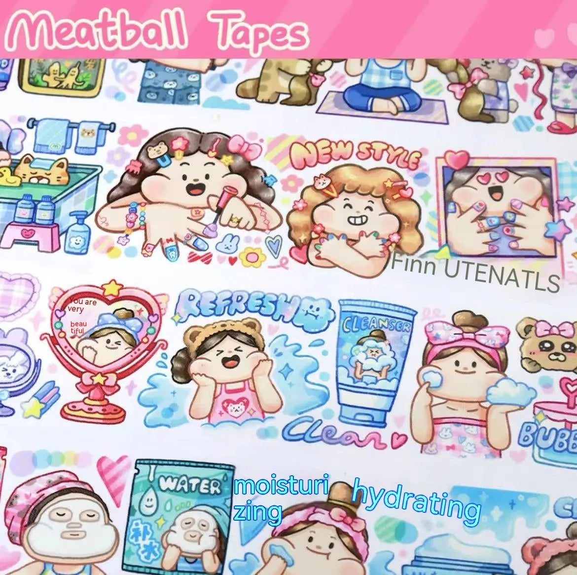 Cute cartoon character decorative sticker printed on Japanese paper for medical packaging.