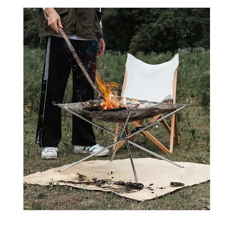 Silver stainless steel barbecue grill with separate grill net shown in large and medium size options
