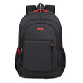 Oxford cloth business backpack with curved shoulder straps in black colour showing stitching details
