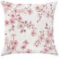 Short velvet cushion cover with cherry blossom and letter print in 45cm square size.