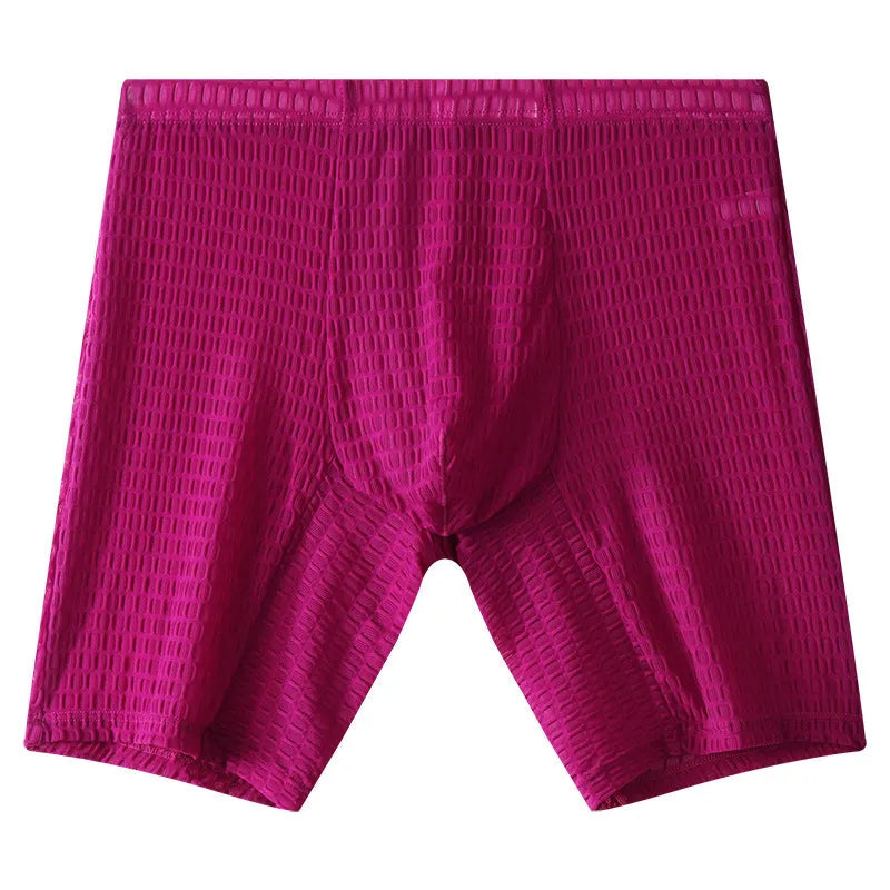 Transparent lace men's boxers in multiple colours with mid waist fit and lengthened design
