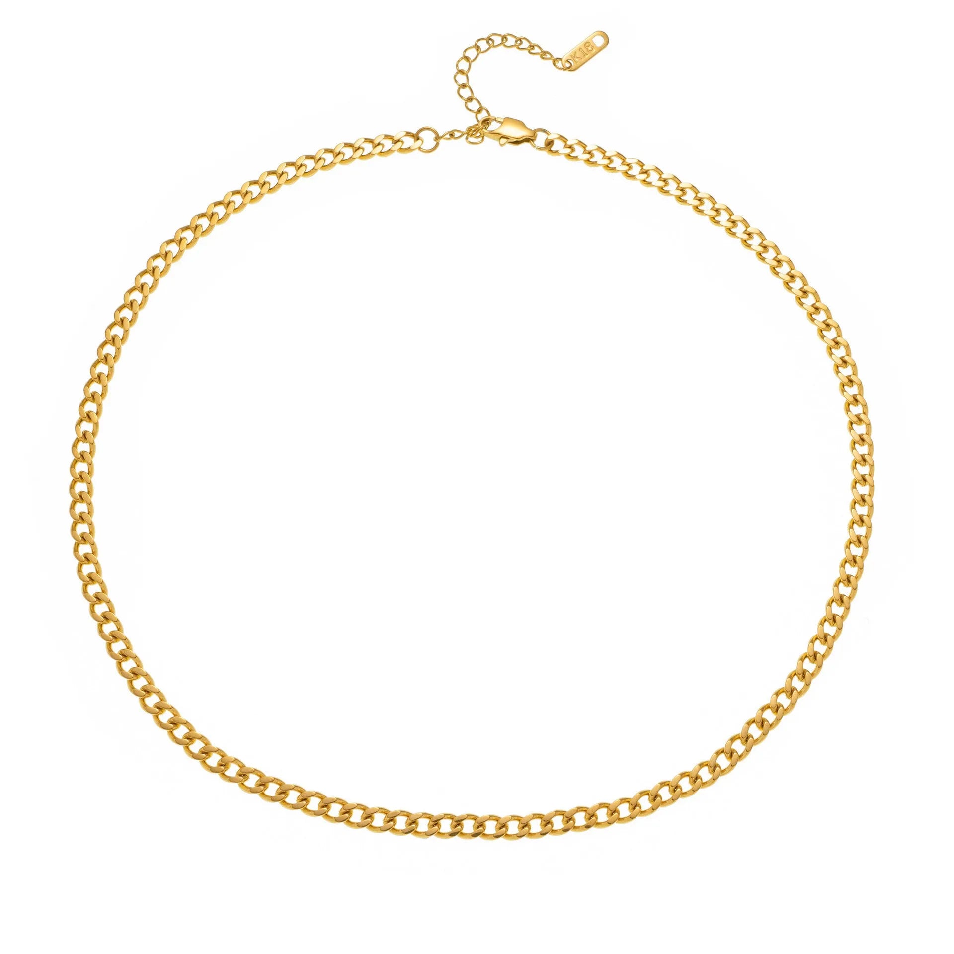 Titanium steel number and letter necklace with gold electroplated finish on grinding chain design