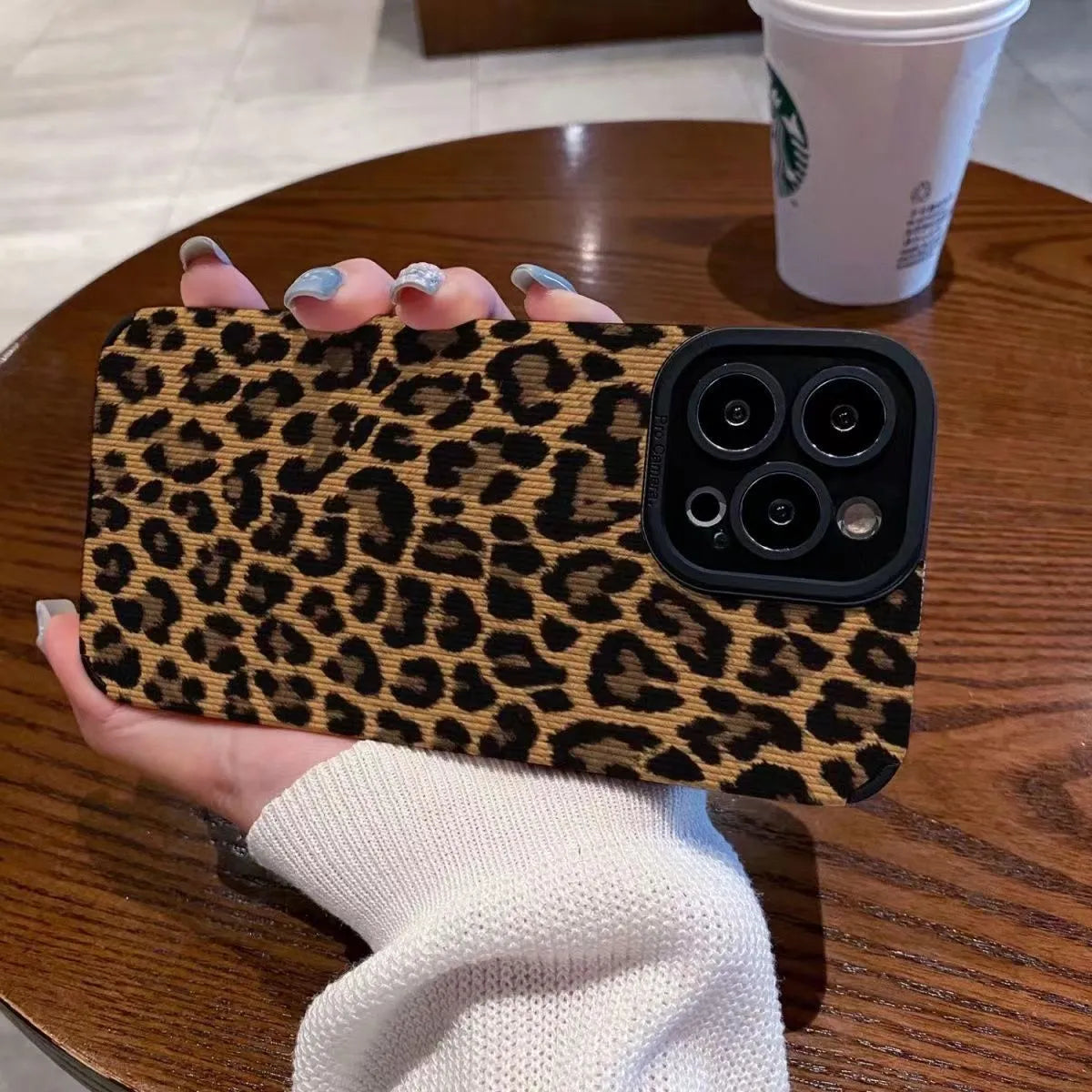 Brown leopard print TPU phone case with three-dimensional relief for Apple iPhone
