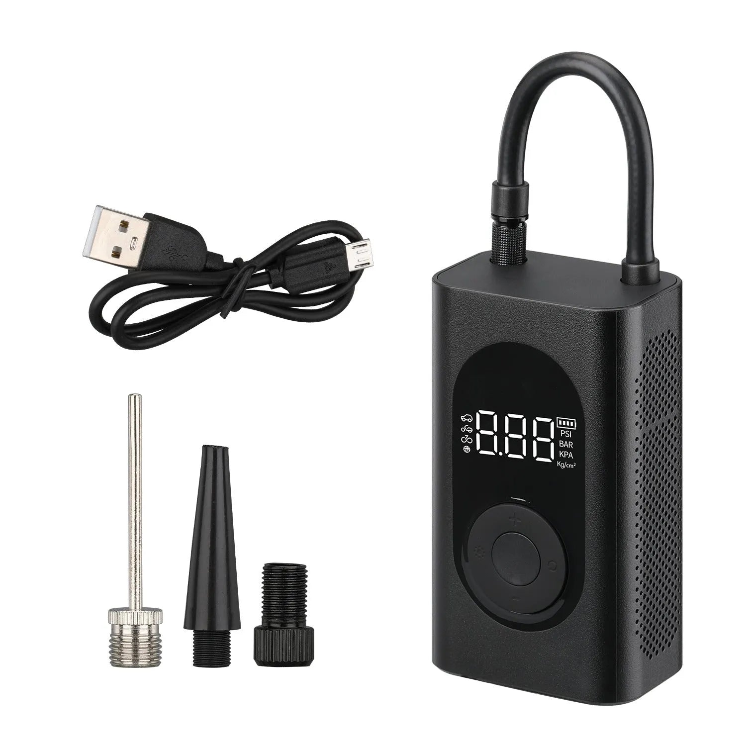 Mini wireless handheld air pump with power bank and flashlight for car and bike tyre inflation