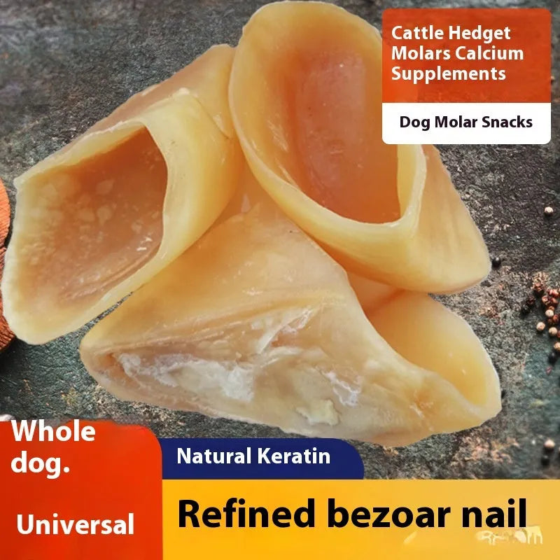 Natural cowhide dog chew toy in hoof shell colour, anti bite grinding rod for small and large dogs
