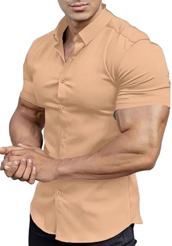Men's casual short sleeve printed shirt with collar in regular fit, available in multiple colours.