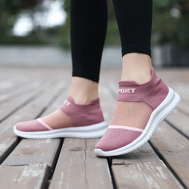 Casual flyknit sock shoes with lace design in khaki colour, showing low-top silhouette and round toe.
