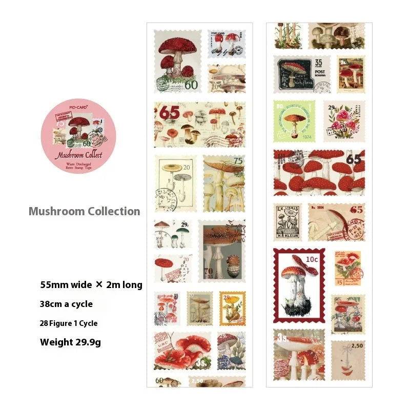 Retro DIY journal decoration coated paper stamp roll showing 55mm width and continuous pattern design
