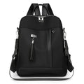 Large soft PU backpack in black with multiple pockets and internal mobile phone storage