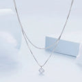 Silver double-layer necklace with pearl chain texture and pendant on S925 sterling silver