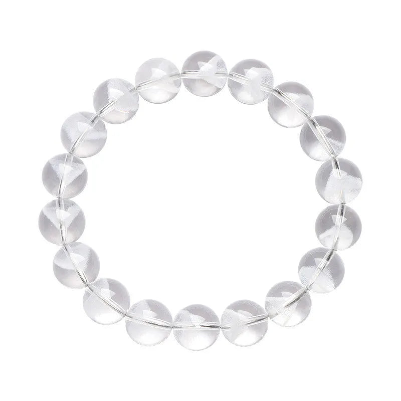 Women's white crystal pyramid bracelet with ruyi charm showing faceted beads in various size options