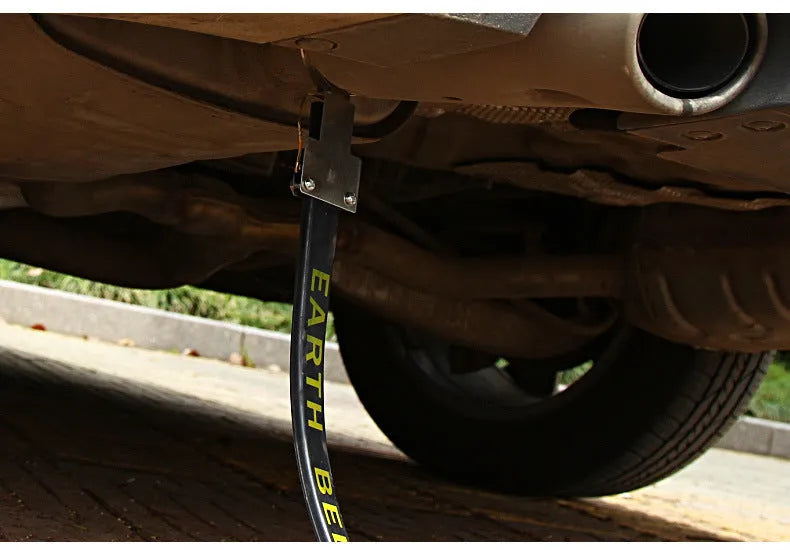 Black car electrostatic grounding belt with rubber casing and copper wire, 370mm long